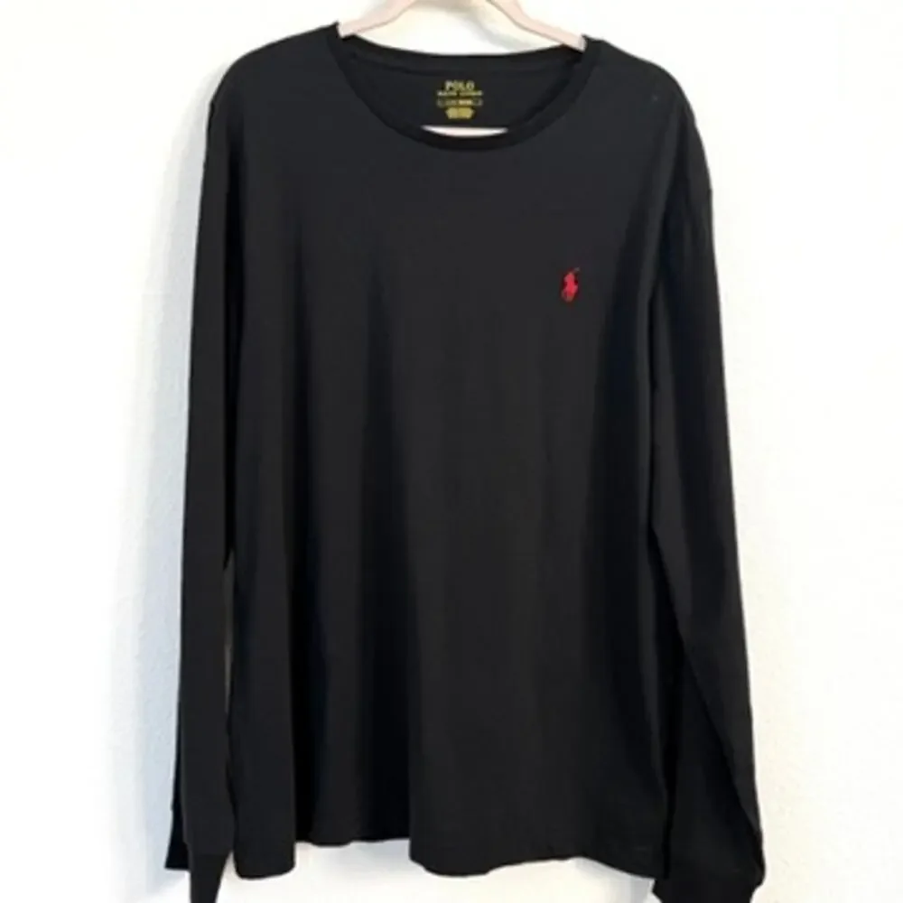 POLO Ralph Lauren Long Sleeve Black Tshirt  Mens L Preppy Minimalist‎ Classic